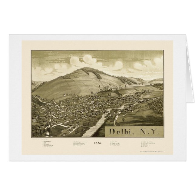Delhi, NY Panoramic Map - 1887 (Voorkant Horizontaal)