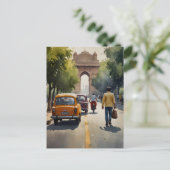 Delhi waterverf kunst briefkaart (Staand voorkant)