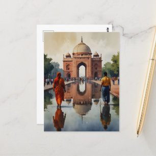 Delhi waterverf kunst briefkaart