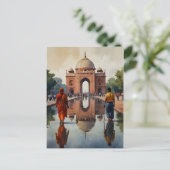 Delhi waterverf kunst briefkaart (Staand voorkant)