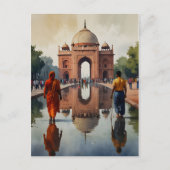 Delhi waterverf kunst briefkaart (Voorkant)