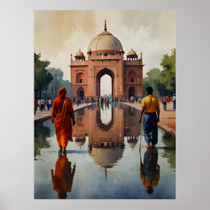 Delhi waterverf kunst poster