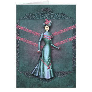 Delia: 1890s Walking Dress in Aqua en Pink