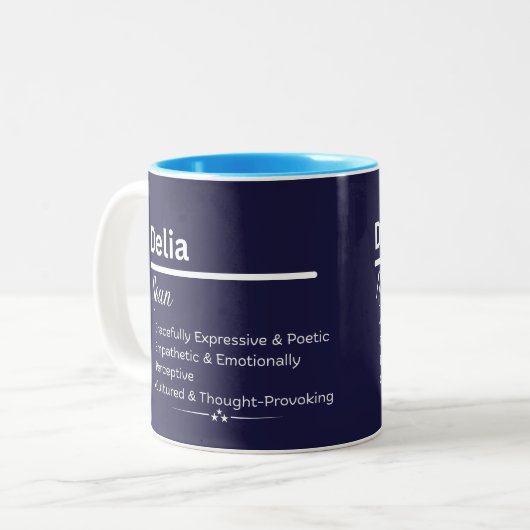 Delia Personalized Girl Name Meaning Coffee Mug (Devant gauche)