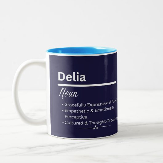 Delia Personalized Girl Name Meaning Coffee Mug (Gauche)
