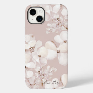 Delicaat Beige Witte Waterverf Bloemen Monogram Case-Mate iPhone 14 Plus Hoesje