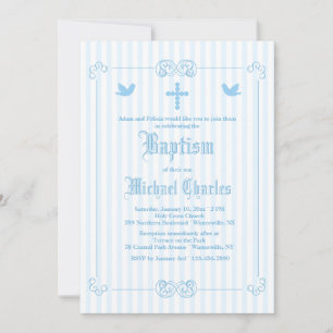 Delicaat blauwe religieuze uitnodiging met frame