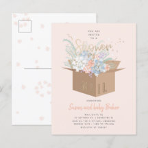 Delicaat Bloemen Baby shower per mail Uitnodiging