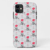 Delicaat bloemrood bloemenpatroon Case-Mate iPhone case (Achterkant)