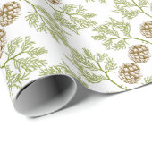 Delicaat Evergreen en Pinecone Patroon Cadeaupapier (Rol Hoek)