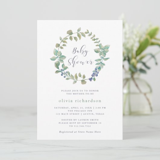 delicaat groen | Baby Shower Kaart (Staand voorkant)