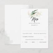 Delicaat groen en gouden bladeren bruiloft RSVP (Voorkant / Achterkant)