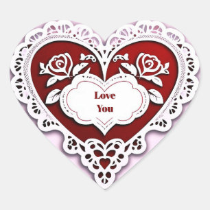 Delicaat Hartkaart met Kant Hart Sticker