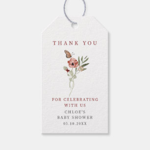 Delicaat Herfst Bloemen Vlinder Boeket Cadeaulabel