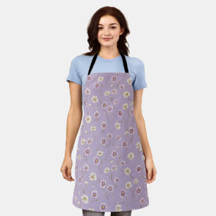 Delicaat Lila Madeliefjes Crème Bloemmotief Schort