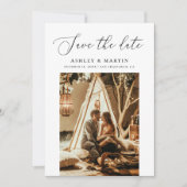 delicaat minimalistisch script | Schone foto bruil Save The Date (Voorkant)