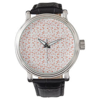 Delicaat rood bloempatroon op zachte crème  horloge