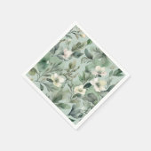 Delicaat Salie Groen Bloemen Patroon Servet (Hoek)