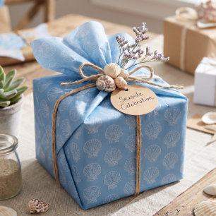 Delicaat schelpenpatroon blauw tissuepapier