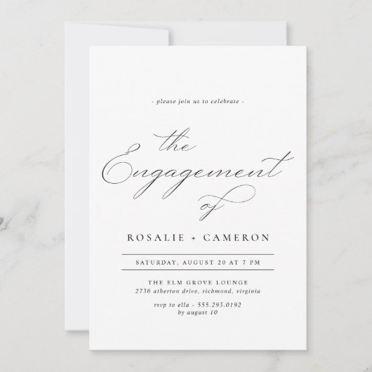 Delicaat script | Classic Formal Engagement Party Kaart (Voorkant)