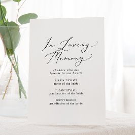 Delicaat zwart in liefdevolle herinnering Trouwmon Reclamebord Met Voetstuk