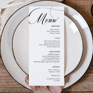 Delicaat zwart kalligrafie bruiloft diner menu