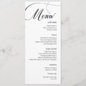 Delicaat zwart kalligrafie bruiloft diner menu (Voorkant)