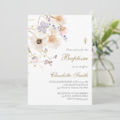 délicat Baptême fleur sauvage Invitation (Debout devant)