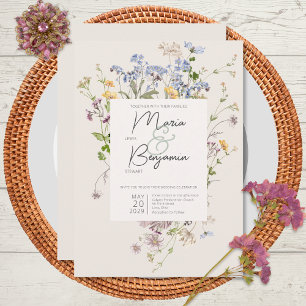 Délicat Boho Fleurs sauvages Faire-part de mariage