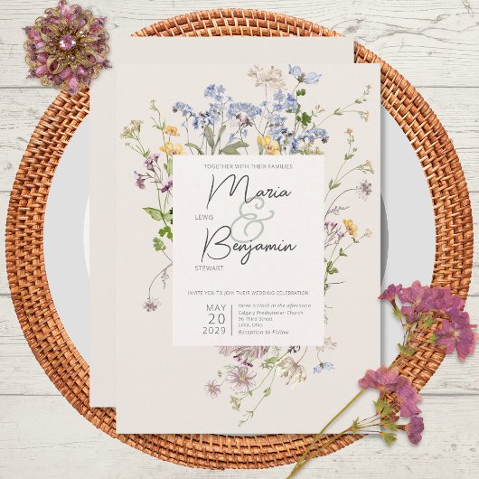 Délicat Boho Fleurs sauvages Faire-part de mariage