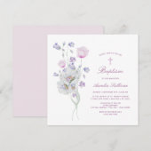 Délicat Bouquet Baptême Invitation (Devant / Derrière)