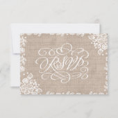Délicat Burlap Dentelle Mariage rustique RSVP (Devant)
