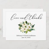 Délicat Calligraphie Aimer Merci Vert Floral (Devant / Derrière)