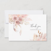 Délicat Carte de remerciements floral rose bohème (Devant)