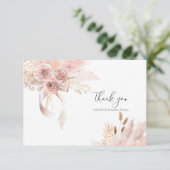 Délicat Carte de remerciements floral rose bohème (Debout devant)