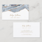 délicat carte de visite d'agate bleu poussiéreux (Devant / Derrière)