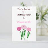 Délicat Chrysanthème rose Invitation anniversaire (Debout devant)