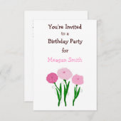 Délicat Chrysanthème rose Invitation anniversaire (Devant / Derrière)