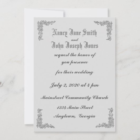 Délicat Corners Floraux Invitations de mariage (Devant)