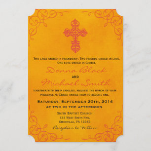Délicat Cross Religieux Mariage Invitations