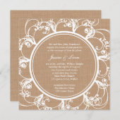 Délicat Faire-part de mariage floral sur burlap (Devant / Derrière)