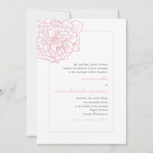 Délicat Faire-part de mariage Peony (Devant)