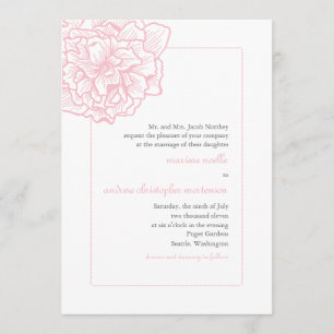 Délicat Faire-part de mariage Peony