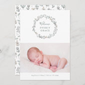 Délicat Faire-part de naissance floral (Devant / Derrière)