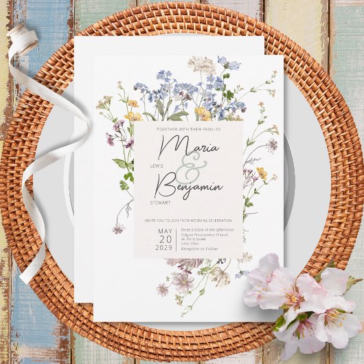 Délicat Fleur sauvage Boho Faire-part de mariage b
