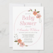 Délicat Floral Rose Baby shower Invitation (Devant)