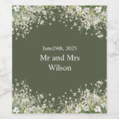 Délicat Floral sur Olive Green Mariage Étiquette d (Étiquettes simples)