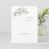 Délicat Foliage Blanc Douche nuptiale Invitation (Debout devant)