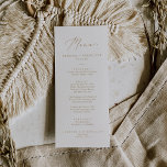 Délicat Gold Calligraphy Menu Mariage Dîner<br><div class="desc">Cette délicate carte de menu mariage de calligraphie or est parfaite pour un mariage moderne. Le design minimaliste romantique présente une belle et élégante typographie de champagne jaune doré sur un arrière - plan blanc au look épuré et simple. Ce menu peut être utilisé pour une réception de mariage, un...</div>