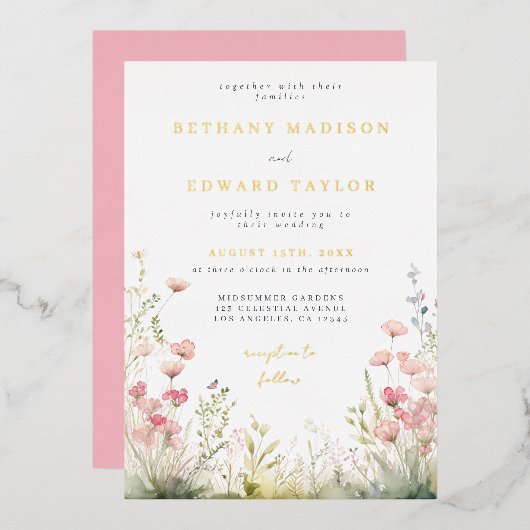 Délicat Mariage Floral Invitation (Recto/Verso)